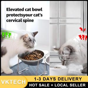 Elevated Stainless Steel with Stand Metal Stand Cats Dishes Tilted Pet Supplies Stable Cat Food Bowl Nonslip Feeding Pet Feeder for Dog and Small Cats