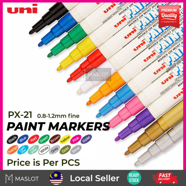 UNI Paint Marker PX21 0.81.2mm fine tip width *oil based and permanent* Lazada