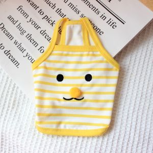 DY Loving Quần Áo Mùa Hè Cho Thú Cưng Áo Dây Cho Mèo Áo Ghi Lê Kẻ Sọc Cho Chó Hàn Quốc Thêu Biểu Tượng Cảm Xúc Gấu Bông