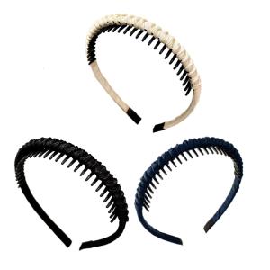 AntiSlip Teeth Grip Hairband 3PCS Adjustable Comfort Workout Yoga Face Cleansing Hair Accessories for Women Daily Use
