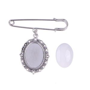 Diy Gem Tray Brooch Wedding Charms Lace Frame Oval Glass Cabochon Photo Frame Pendant Suitable for Holiday Craft Use