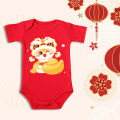 2025 Snake Year Cute Climbing Clothes CNY 福 Cartoon Design Pure Cotton Romper 吉祥 Baby Red Jumpsuit New Year Gift 新年快乐. 