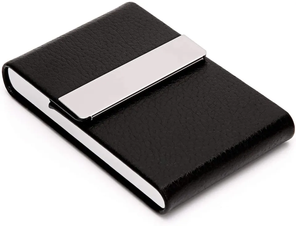 Cheap Business Card Holders For Purse Top Sellers Amazon MaxGear Business Card Holder Case PU Leather Business Card Case For Purse Pocket Business Card Holders For Men Or Women Magnetic Travel Card