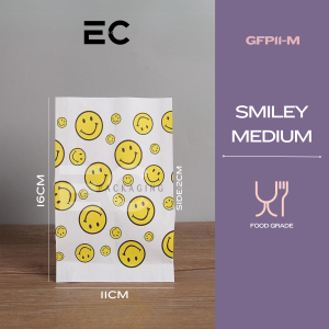 EC 90Pcs Cute Smiley Printed Greaseproof Paper Bag Pouch Food Wrapper Sandwich Pouch Fried Chicken Pouch