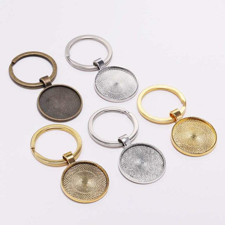 St.kunkka 5pcs DIY Keychain Blanks 25mm Round Bezel Pendant Tray Base ...