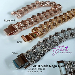 Gelang Sisik Naga Ukir Besar Gold Plated Jewelry Anti Karat Mewah Fashionable Perhiasan Import Premium BCG010 GTHM