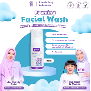 Purela Foaming Facial Wash 100 ml 3 in 1 Function Daily Cleansing Sabun Cuci Muka Anak Tidak Perih Dimata