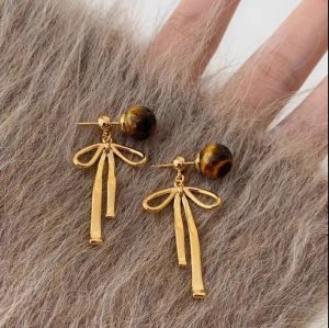 Fashionable Ring Gift 复古美拉德仿虎眼石耳环女小众气质高级感耳钉独特个性百搭耳饰品