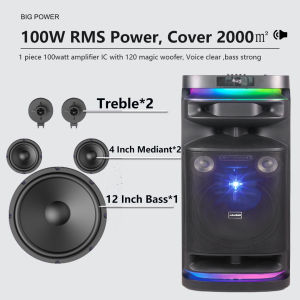 V2S Partybox RX-K1201 Professional System Bluetooth Speaker With Wireless Microphone
