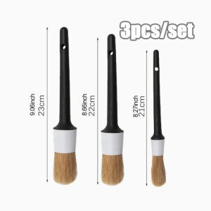 3Pcs Car Detailing Brushes Dashboard Cleaning Brush Boar Hair Bristle Brushes