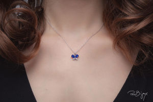 Exotic Butterfly Necklace Embellished with Crystals   925 Silver Chain Rhodium Plated