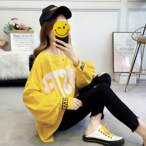 Women Clothing Pullover Sweatshirt Cotton Long Sleeve Print Casual Tops