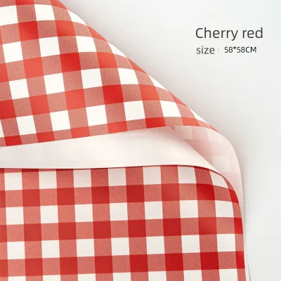 20pcs summer checkered floral paper small fresh waterproof flower packaging paper simple square pattern