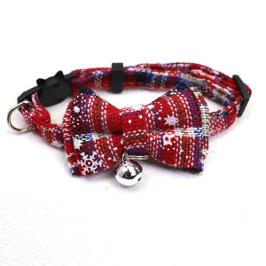 Cross-border Christmas Plaid BowCollar Christmas Snowflake Cat Dog Bell Safety Buckle