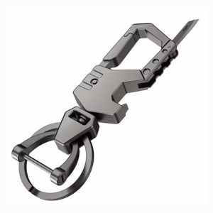 Multi Functional Mens Aluminum Alloy  Car Keychain key ring Opener Waist Hanging 360° ROTATE