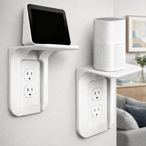 MAOMEI 2PCS Plastic Socket Holder No Drilling Wall Mounted Wall Outlet Shelf Portable Space Saving Switch Storage Rack for Home