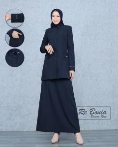 Seragam PDH Dongker Setelan Navy List Batik Rok A Seragam PNS Dongker Rok A