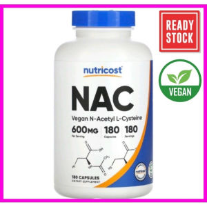 Nutricost NAC 600mg Vegan Capsules 180 Count N-Acetyl L-Cysteine Clean Dietary Supplement Supports Daily Antioxidant Wellness & Gentle Respiratory Care for All s