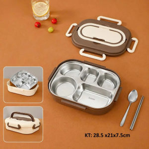 Hộp cơm inox 4-5 ngăn cao cấp tặng kèm thìa đũa LILA HC45N165