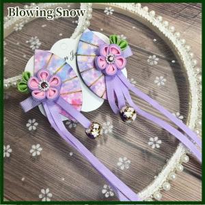 Blowing Nhật Bản Kimono vải hoa gấp Fan trẻ em Phụ kiện tóc Clip tua Mũ Nón mũ barrette