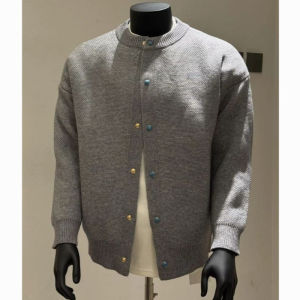 Button round neck sweater jacket trendy mens and womens autumn and winter loose couple knitted cardigan