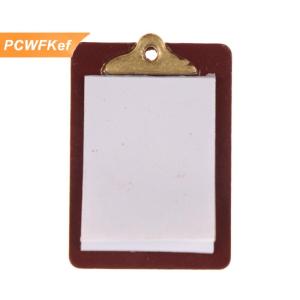 【PCWFKef】 Mini Dollhouse thu nhỏ phụ kiện hợp kim clipboard với giấy thật kèm theo