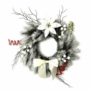GENENIC Curled Ribbon Trim Christmas Wreath Pine Boughs Artificial Pine Artificial Wreath Wall Presentation DIY Hanging Wreath Christmas Decoration