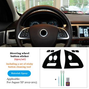 OnlyF U Black Interior Covers for Jaguar XF Steering Wheel Buttons Upgrade Repair Stickers for Jaguar XF Parts 2014 2015 Car Decorations M1Y4T