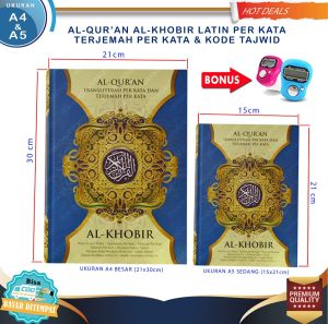 BAYAR DITEMPAT AL QURAN ALKHOBIR UKURAN SEDANG ALQURAN TERJEMAH PERKATA A5 DAN TAJWID KODE
