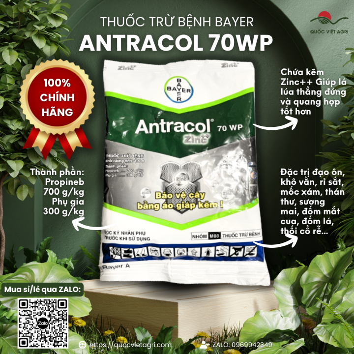 Thuốc trừ bệnh ANTRACOL 70WP (gói 100g) - Propineb 700g/kg Áo giáp kẽm ...