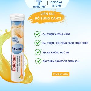 Viên Sủi Đức Mivolis Calcium Bổ Sung Canxi hộp 20 viên Hương cam không đường Giúp phát triển hệ xương răng chắc khoẻ