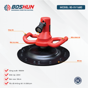Máy Xoa Vữa Xoa Tường Boshun ID BS-XV1680 Công Suất 1680W Bàn Xoa 380mm 6 Cấp Độ Đa Chức Năng