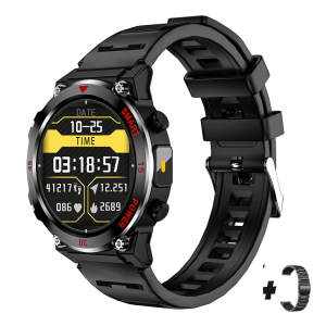 (HD1)LAXASFIT Outdoor Sports Smart Watch for Men with HD Screen Flashlight Health Monitoring and Bluetooth Call for Android and iOS LAXASFIT Jam Tangan Pintar Sukan Luar Lelaki Skrin HD Lampu Suluh Pemantauan Kesihatan Kadar Jantung Panggi