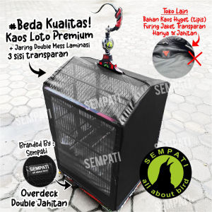 SEMPATI Krodong Sangkar Kotak Transparan 1 Sisi Bahan Loto Premium Kerodong Cover Krodong Kotak Semi Transparan Jala Mesh Untuk Burung Kenari Kacer Cucak Jalak Beo Double Jahitan
