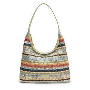 IELGY Rainbow Strip Fashion Underarm Bag All-Match Bucket Bag Fresh Elegant Trendy Ladies Shoulder Bag
