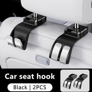 SEAMETAL 2Pcs Car Seat Back Double Hooks Multifunctional Car Headrest Storage Hook Hangers 25KG Load-bearing