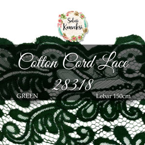 KAIN COTTON CORD LACE BAHAN KEBAYA Warna : GREEN / HIJAU Kain meteran Termurah Per 05meter lebar 150cm | CODE 28321