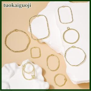 tuokaiguoji 10Pcs Alloy Hollow Frame Open Back Bezel Pendants Geometric Charms For DIY Jewelry Making Earrings Necklace Supllies