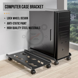 Heavy Duty Metal CPU Stand with Wheels Adjustable Mobile PC Tower Holder Computer Tower Stand for Home Office Desk Use