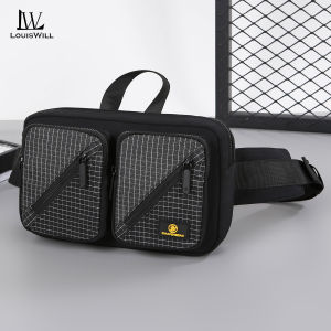 LouisWill Men Waist Bag Multiple Compartments Large Capacity Chest Bag Waterproof Outdoor Fitness Running Sports Chest Bag Fashionable Casual Phone Cross body Bag