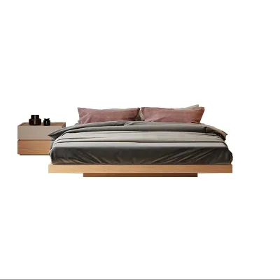 (PRE-ORDER)(FREE INSTALLATION) Modern Minimalist Wood and Ambient LED Lighting Floating Bed Frame