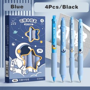 4Pcs Erasable Ballpen Set Frixion Pens with 8 Refill 2 Erasable Sticks Smooth Quick Drying Comfort Grip 0.5mm Black/Blue Ink Student Erasable Pen Set Gift