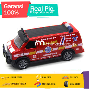 Diecast Miniatur Mainan Mobil Blind Van Ambulans Polisi Pemadam Pullback