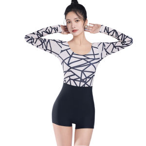 Lyseacia đồ bơi khối màu trắng màu đen cho phụ nữ quần vợt phong cách xếp li váy bơi tay ngắn khoá kéo Áo tắm một mảnh thể thao khiêm tốn Bộ Đồ Tắm với vải co giãn beachwear hồ bơi hợp thời trang đồ bơi