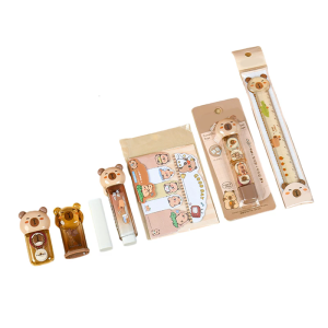 1 Set Learning Gift Box Sharpener Capybara Stationery Set Eraser Correction Tape Ruler Sticky Notes School Supplies