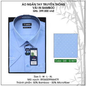 Áo Sơ Mi Bamboo Ngắn Tay 399 Dáng Suông - Vạt Ngang Họa Tiết Vĩnh Tiến - Nhiều Màu