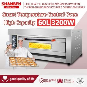 ArcticBreeze Commercial Oven Electric Oven Pastry Bread Oven Pizza Oven 60L 3200W High Power Oven Convection Stainless Steel Digital Temperature Control