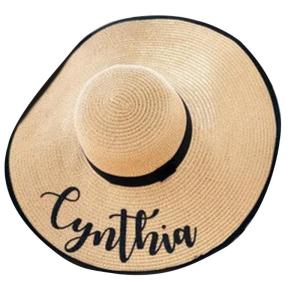 หมวกบังแดดฟางปีกกว้างหมวกเฉลิมฉลองโสดมีขอบสีดำไม่ซ้ำใครสำหรับผู้ที่จะเป็นเจ้าสาวเจ้าสาวในงานปาร์ตี้