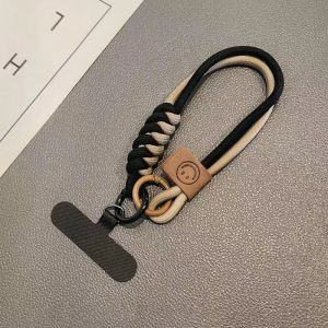 British Style Contrast Color Wristband Braided Cotton Rope Mobile Phone Lanyard Short Portable Pendant Shock-resistant Anti-slip Wear