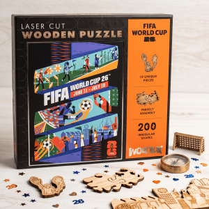 Official Licensed Product Laser Cut Wooden Puzzle FIFA World Cup 26 - 10 Unique Pieces - 200 Irregular Shapes